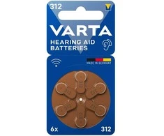 Elementai klausos aparatams VARTA 312, 6 vnt