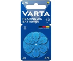 Elementai klausos aparatams VARTA 675, 6 vnt