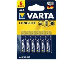 Elementai VARTA LONGLIFE, AAA, šarminiai, 6 vnt.