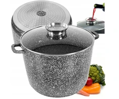 Elitehoff Aukšto granito katilas, STIKLINIS dangtelis, 32 cm. 15 litrų