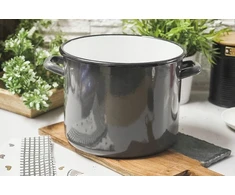 ELO-POL tradicinis emaliuotas puodas, aukštas, 22cm, bazaltas, 4L