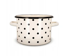 Emajlo Olkusz Emaliuotas puodas 2 l DOTS kremas 16 cm Olkusz Emalis
