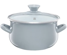 Emalia Olkusz 35056 Emaliuotas puodas su dangteliu Pyza pilka 14 cm 1,25 l ENAMEL OLKUSZ