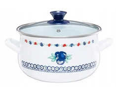 Emalia Olkusz Emaliuotas puodas su dangčiu "folkloras" 18cm 2.9l