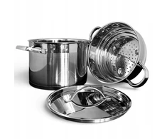 Emalia Olkusz Garinimo puodas 20 cm, komplektas STEAMER 4 L, indukcinės dujos OPAL