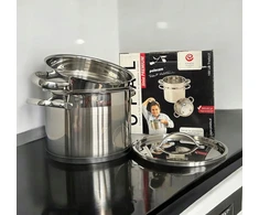 Emalia Olkusz Garinimo puodas 20 cm, komplektas STEAMER 4 L, indukcinės dujos OPAL