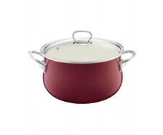 Emalia Pleszew 35236 Emaliuotas puodas su dangteliu Pyza 20 cm bordo EMALIA OLKUSZ