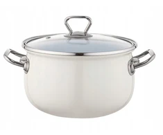Emalia Pleszew Emalio puodas EMALIA BLISS 22CM 4,8L su dangteliu, kreminis