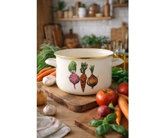 Emalia Pleszew Emaliuotas puodas Emaliuotas Pleszew Daržovės 22cm 6L indukcinės dujos baltas