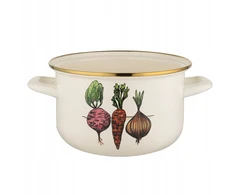 Emalia Pleszew Emaliuotas puodas Emaliuotas Pleszew Daržovės 22cm 6L indukcinės dujos baltas