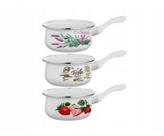 Emalia Pleszew Emaliuotas puodas Emamel Pleszew 12cm 800ml Dekoratyvinis virtuvės mišinys virimui
