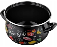 Emalia Pleszew Emaliuotas puodas Florina Lasagna 16 cm 2,2L su dangteliu, juodas, dujų indukcija