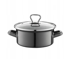 Emalia Pleszew Emaliuotas puodas su dangčiu 16 cm, 1.4 l, Metalico