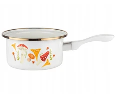 Emalia Pleszew SAUGUS SAUGUS EMALAS PLESZEW GRYBAI 16cm INDUKCINĖS DUJOS BALTA 1,15L