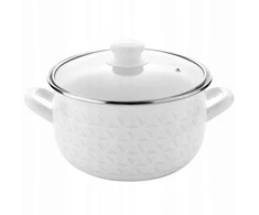 Emalia Pleszew TRADICINIS EMALINIS PUODAS PYZA DIAMOND Baltas 2,2L 16cm VISOMS VIRTELĖMS