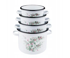 Emalia Rybnik EMALINIS PUODAS 5,5L DEKORUOTAS EUKALIPTAS KIETAS EMALINIS PUODAS RYBNIK 22CM