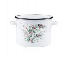 Emalia Rybnik EMALINIS PUODAS 5,5L DEKORUOTAS EUKALIPTAS KIETAS EMALINIS PUODAS RYBNIK 22CM