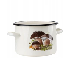 Mondex Emalia Rybnik Emaliuotas puodas 4,5l, 20cm, kremas su grybukais