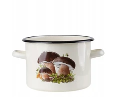 Mondex Emalia Rybnik Emaliuotas puodas 4,5l, 20cm, kremas su grybukais