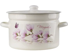 Emalia Rybnik Emaliuotas puodas 9l su dangčiu, Magnolia, kremas
