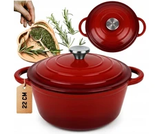 EMALINIS KETUS PUODAS 22cm 3L HAGE RAUDONAS