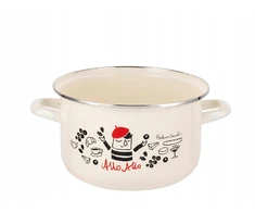 Emalio puodas Emalia Pleszew Allo 18 cm 3L baltas indukcijai
