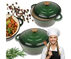 Atusa Emaliuotas ketaus puodas HAGE 4L 24 cm butelis žalias Dujų indukcinis grilis