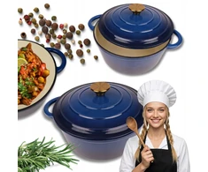 Emaliuotas ketaus puodas HAGE 4L 24 cm Mėlyna Gas Ceramics Indukcija