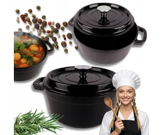 Emaliuotas ketaus puodas su dangčiu HAGE 4L 24 cm juoda indukcinė orkaitė