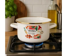 Emaliuotas puodas 2.7L 18cm ROMANO Emalia Pleszew indukcinės tradicinės dujos