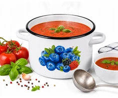 Emaliuotas puodas 5L 22cm Indukcinės dujos Dideli konservai Sriuba Igmar Blueberry