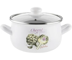 Emaliuotas puodas Emalia Pleszew Arti 16 cm 2L baltas, dujų indukcija