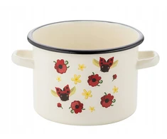 Emaliuotas puodas Emalia Pleszew Biedronka 22 cm 6L smėlio spalvos indukcinės dujos