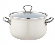 Emaliuotas puodas Emalia Pleszew Bliss 22 cm 4,8L kremo indukcinės dujos