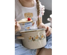 Emaliuotas puodas Emalia Pleszew Koko 20 cm 3,75L smėlio spalvos indukcinės dujos