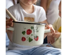 Emaliuotas puodas Emalia Pleszew Malina 18 cm 3,2L grietinėlės indukcinės dujos