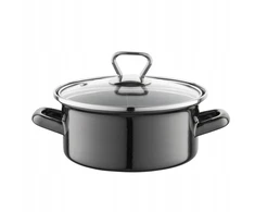Emaliuotas puodas Emalia Pleszew Metalico 16 cm 1,4 l indukcinis grafitas