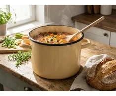 Emaliuotas puodas Emalia Pleszew Smooth 22 cm 7L kremas indukcijai