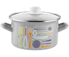 Emaliuotas puodas Emalia Pleszew Staffio 18 cm 2,6L su dangteliu, indukcinis