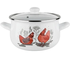 Emaliuotas puodas Pyza Rubinka Emalia Pleszew 20 cm 4L baltos indukcinės dujos