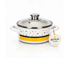 Emaliuotas puodas su dangčiu 1,5L dujų indukcinis Metalac Hungry Hearts