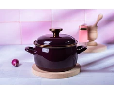 Emaliuotas puodas su dangčiu 16cm 2,2L indukcinės dujos Metalac Bordo Princ
