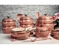 Emaliuotas puodas su dangčiu 24cm 7,5L ir Metalac Mocha Mousse