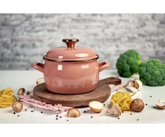 Emaliuotas puodas su dangčiu 24cm 7,5L ir Metalac Mocha Mousse