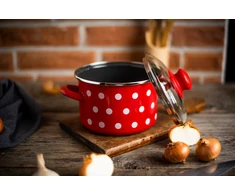 Emaliuotas puodas su dangteliu 24cm 6,75L I Metalac Dots On Raudona