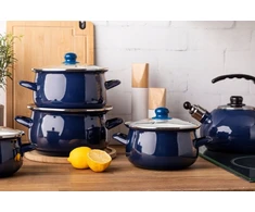 Emaliuotas puodas su dangteliu, Altom Design indukcinis puodas, tamsiai mėlynas, 1,3l