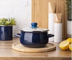 Emaliuotas puodas su dangteliu, Altom Design indukcinis puodas, tamsiai mėlynas, 1,3l