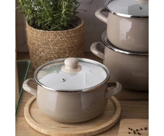Emaliuotas puodas su dangteliu, dujų indukcija 20 cm Altom Design taupe 2,7 l
