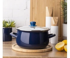 Emaliuotas puodas su dangteliu, dujų indukcija, 20 cm, Altom Design, tamsiai mėlyna, 2,7 l