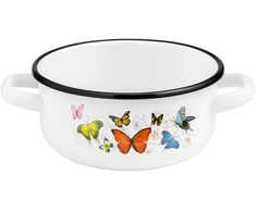 Emaliuotas puodas su rankenomis Puodas 1,5 L 16 cm Indukcinės dujos Igmar Butterflies